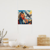 Vintages Button für den Luftverkehr Poster (Küche)