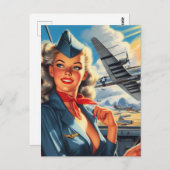 Vintages Button für den Luftverkehr Postkarte (Vorne/Hinten)