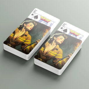 Vintages Button für Feuerwehrleute Spielkarten