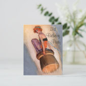 Vintages Button herauf Mädchen u. Einladung (Stehend Vorderseite)