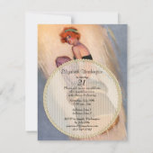 Vintages Button herauf Mädchen u. Einladung (Rückseite)