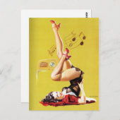 Vintages Button im Radio wiedergeben Postkarte (Vorne/Hinten)