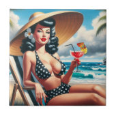 Vintages Button im Sommer Fliese (Vorderseite)