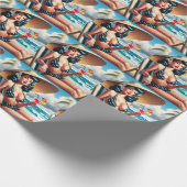 Vintages Button im Sommer Geschenkpapier (Ecke)