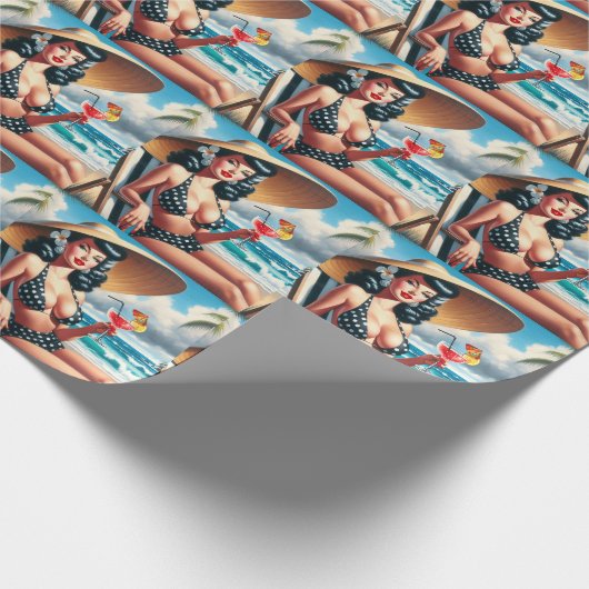 Vintages Button im Sommer Geschenkpapier (Ecke)