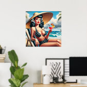 Vintages Button im Sommer Poster (Heimbüro)