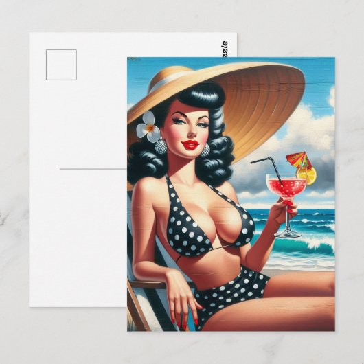 Vintages Button im Sommer Postkarte (Vorne/Hinten)