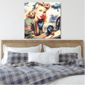 Vintages Button Leinwanddruck (Insitu (Schlafzimmer))