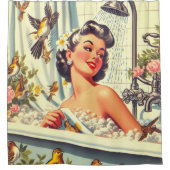 Vintages Button mit Dusche Duschvorhang (Vorderseite)