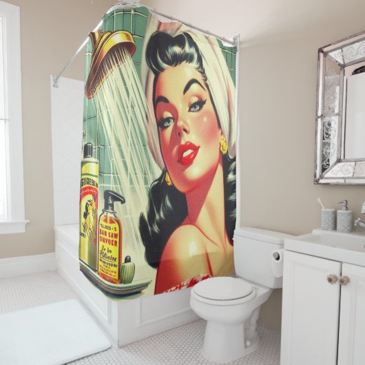 Vintages Button mit Dusche Duschvorhang (Beispiel)