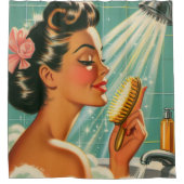 Vintages Button mit Dusche Duschvorhang (Vorderseite)