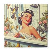 Vintages Button mit Dusche Fliese (Vorderseite)