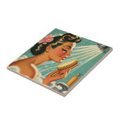 Vintages Button mit Dusche Fliese (Seite)