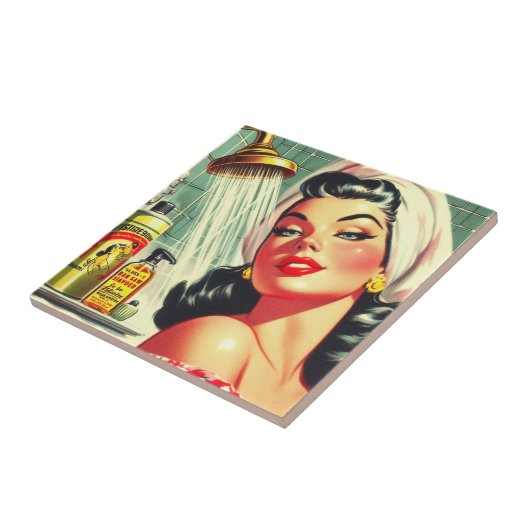 Vintages Button mit Dusche Fliese (Seite)