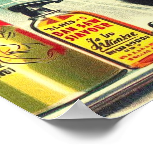 Vintages Button mit Dusche Poster (Ecke)