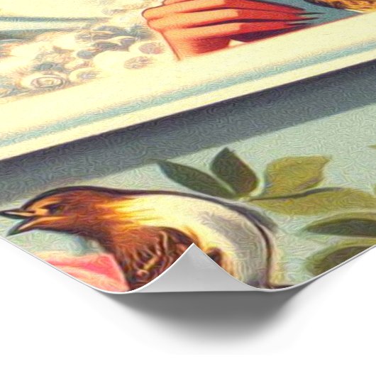 Vintages Button mit Dusche Poster (Ecke)