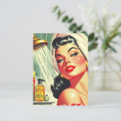 Vintages Button mit Dusche Postkarte (Stehend Vorderseite)