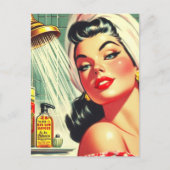 Vintages Button mit Dusche Postkarte (Vorderseite)