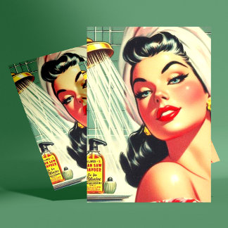 Vintages Button mit Dusche Postkarte