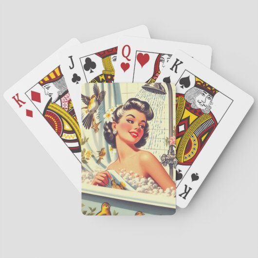 Vintages Button mit Dusche Spielkarten (Rückseite)