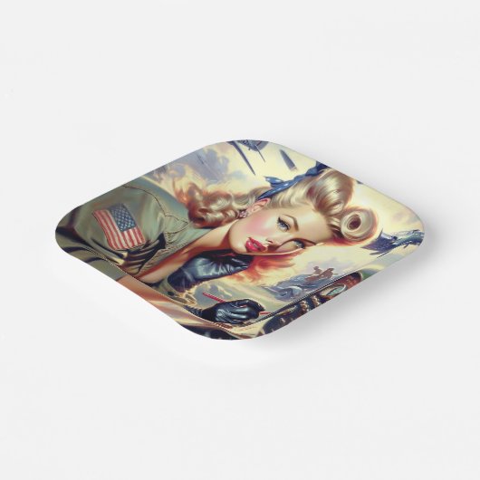 Vintages Button Pappteller (Gewinkelt)