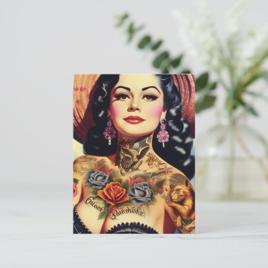 Vintages Button Postkarte (Stehend Vorderseite)