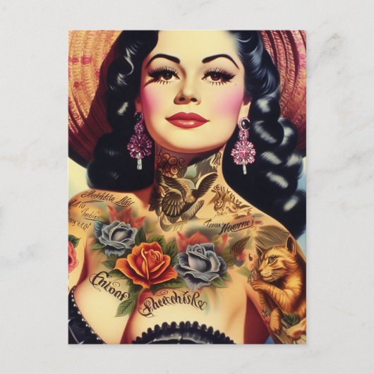 Vintages Button Postkarte (Vorderseite)