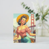 Vintages Button Postkarte (Stehend Vorderseite)