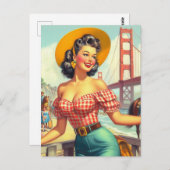 Vintages Button Postkarte (Vorne/Hinten)