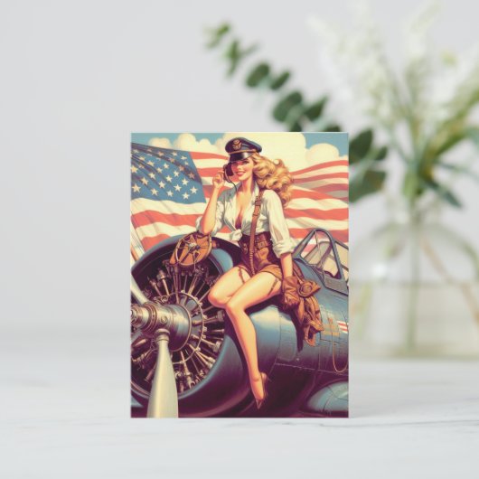 Vintages Button Postkarte (Stehend Vorderseite)