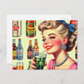 Vintages Button Postkarte (Vorne/Hinten)