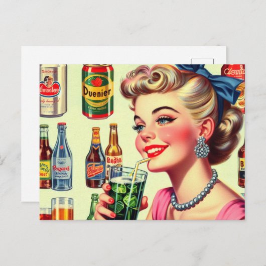 Vintages Button Postkarte (Vorne/Hinten)