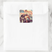 Vintages Button Quadratischer Aufkleber (Tasche)