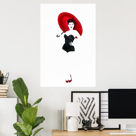 Vintages Button - Roter Schirm Poster (Heimbüro)