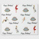 Vintages Button-Up & Geburtstagskuchen Geschenkpapier (Flach)
