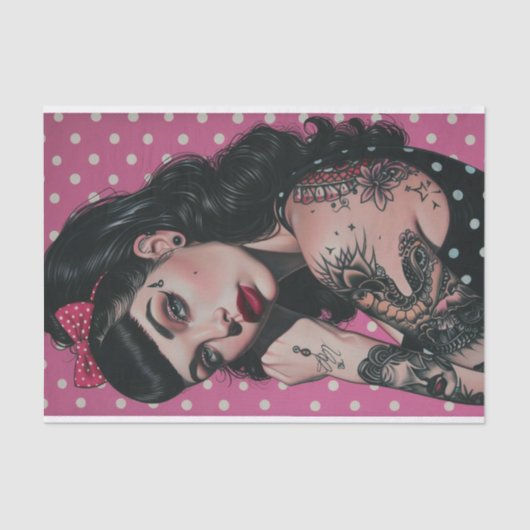 Vintages Button-Up-Girl11 Seidenpapier (Vorderseite)