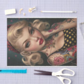 Vintages Button-Up-Girl12 Seidenpapier (Handwerk)