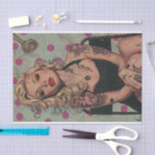 Vintages Button-Up-Girl13 Seidenpapier (Handwerk)