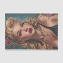 Vintages Button-Up-Girl14 Seidenpapier