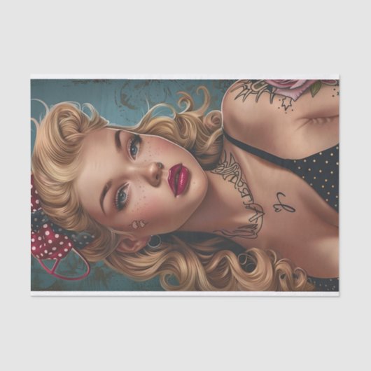 Vintages Button-Up-Girl14 Seidenpapier (Vorderseite)