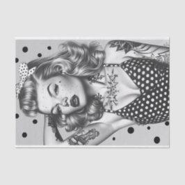 Vintages Button-Up-Girl16 Seidenpapier