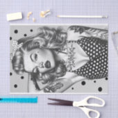 Vintages Button-Up-Girl16 Seidenpapier (Handwerk)