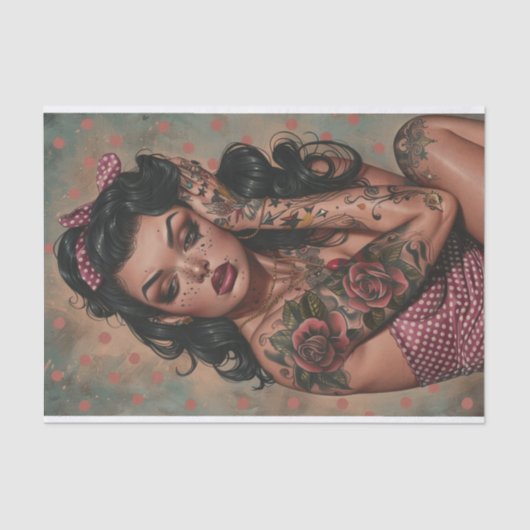 Vintages Button-Up-Girl1 Seidenpapier (Vorderseite)