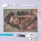 Vintages Button-Up-Girl1 Seidenpapier (Handwerk)