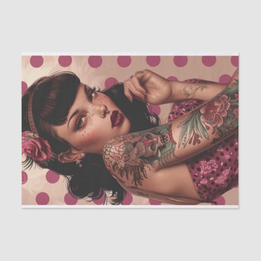 Vintages Button-Up-Girl3 Seidenpapier (Vorderseite)