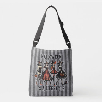 Vintages Button-up Halloween Hexen Tragetaschen Mit Langen Trägern