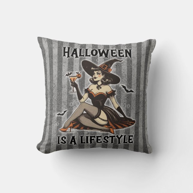 Vintages Button-Up Halloween, zwei Seiten Druck Kissen (Vorderseite)