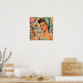 Vintages Button-Up-Mädchen Poster (Küche)