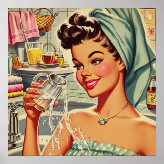 Vintages Button-Up-Mädchen Poster