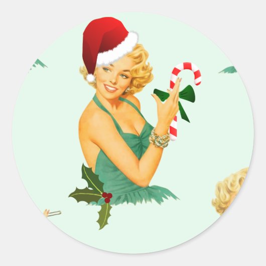 Vintages Button zu Weihnachten Runder Aufkleber (Vorderseite)